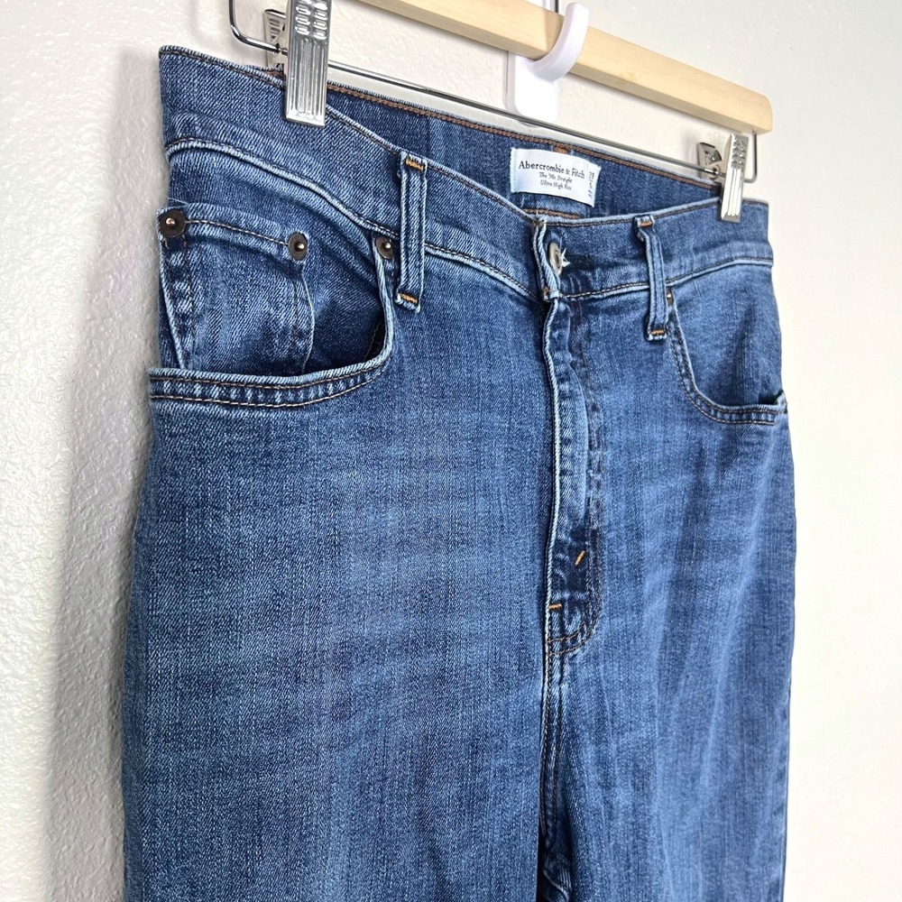 Abercrombie‎ & Fitch The 90s Straight Ultra High Rise Jeans Medium Wash 29/8R - Picture 4 of 9